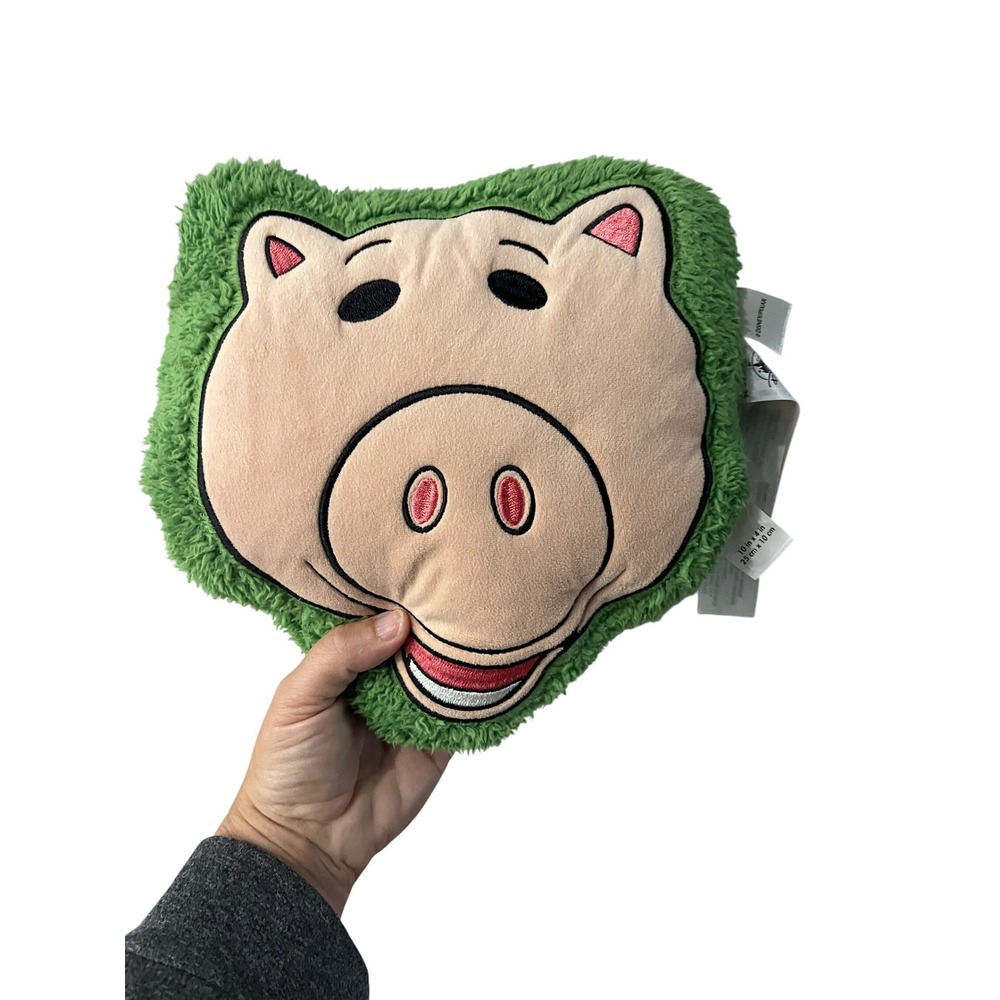 Disney Pixar Toy Story Hamm Plush Pillow Green Sherpa Decorative Cushion 10x10x4